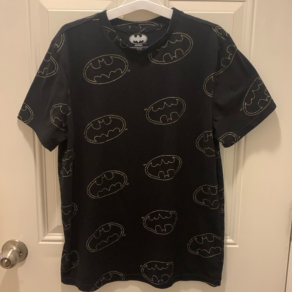 Batman character teenage T-shirt with golden emblem print